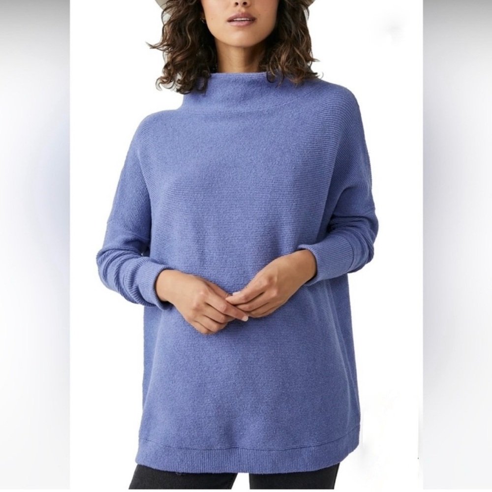 Free People Relaxed Mock Neck Sweater - Periwinkle